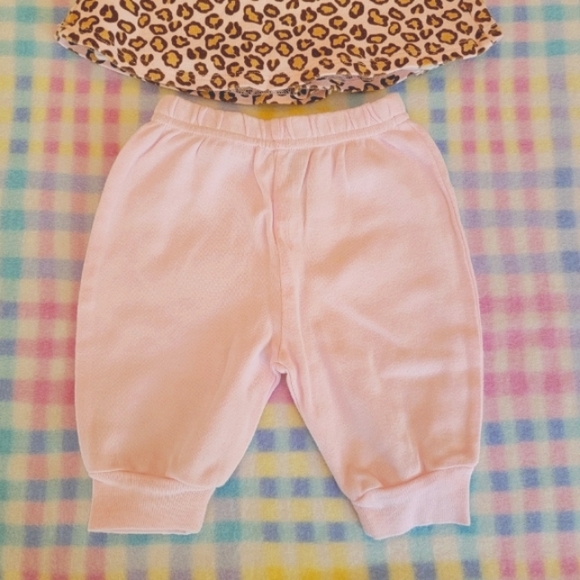 GERBER ♡ Precious Sweet Baby Girl Pink|Brown|Tan 2pc Leopard Print Outfit NB|3M - Picture 6 of 17